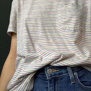 2/$20💜 Colourful striped tee - Pocket